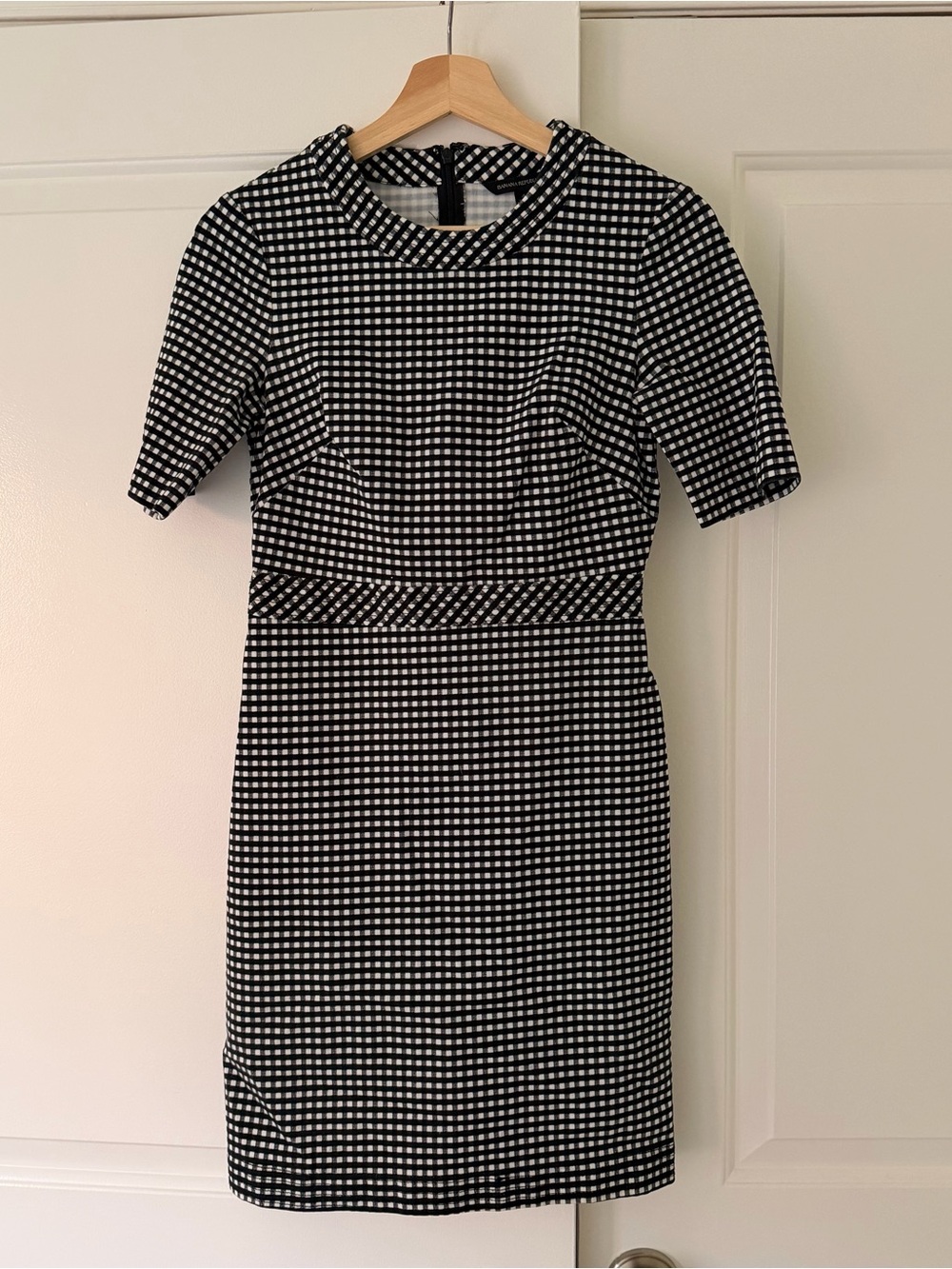 Banana Republic Navy and White Gingham Midi Dress
